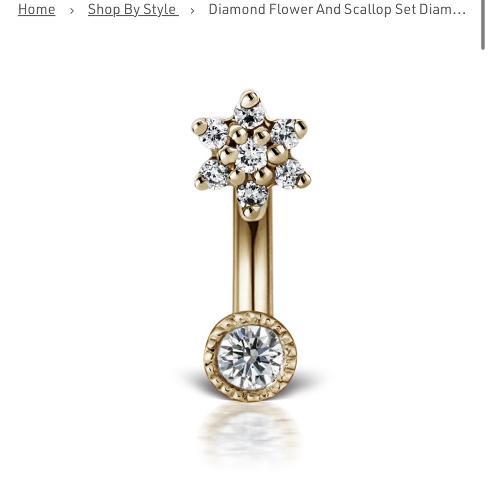 Maria Tash Diamond Flower & Scallop Set Diamond Rook Barbell